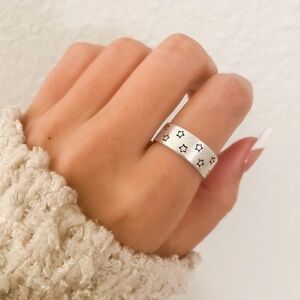 925 Sterling Silver Star Ring Matte Silver Ring Star Ring Band Minimalist Ring